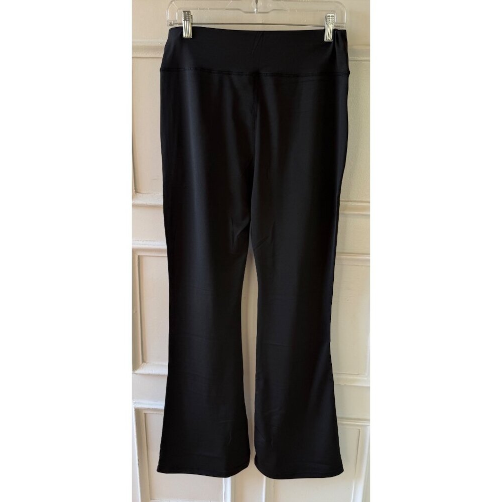 Womens Size Large Black Flared Knit Pull On Pants With Pockets - Picture 9 of 9